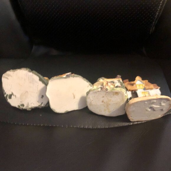 Lot 4 Miniature Thatched Roof Cottage Houses Fairy Garden Village Resin Decor - Picture 8 of 8